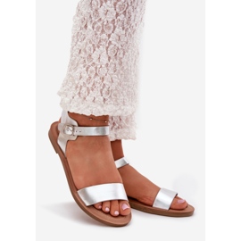 Boto Ploché podpatkové sandály ekologická kožená stříbrná kivara stříbrný 1