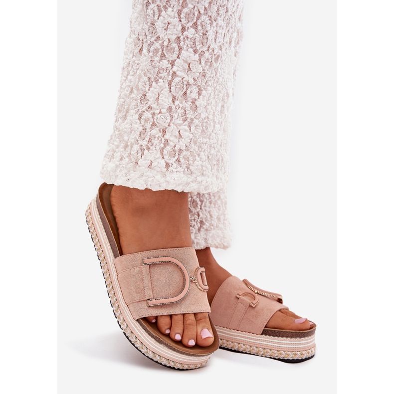 Boto Dámské žabky na platformě s ozdobou růžovou Daphira růžový 1 Boto Dámské žabky na platformě s ozdobou růžovou Daphira růžový 1