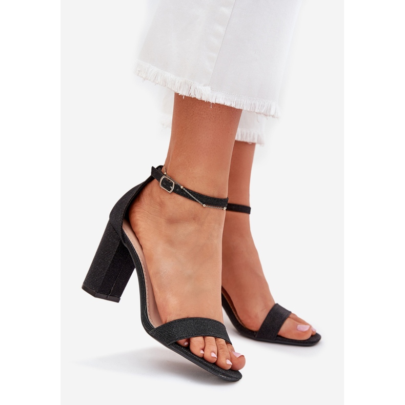 Boto Lesklé dámské sandály na Black Kavina Post černá 1