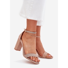 Boto Lesklé dámské sandály na post růžové kavina zlato zlatý 1