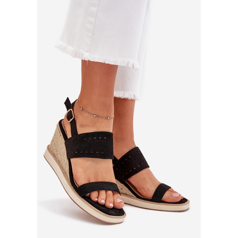Boto Dámské otevřené sandály pro klín s černou Zolira Braid černá 1