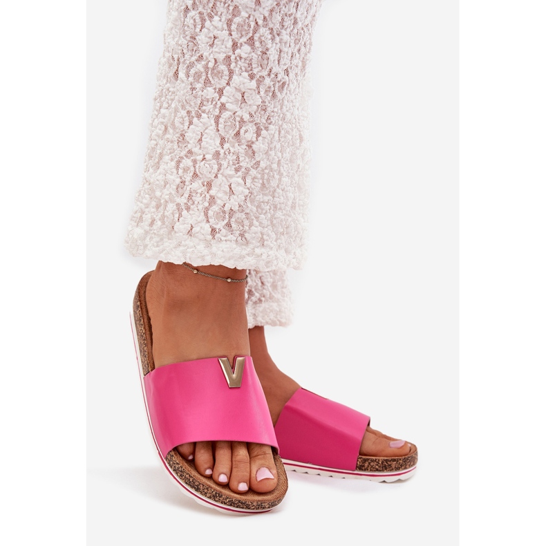 Boto Dámské žabky na platformě Cork s dekorativním detailem Fuksia Vessira růžový 1