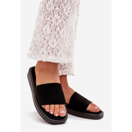 Boto Dámské pantofle na platformě s ekologickou semišovou černou Jorinou černá 1 Boto Dámské pantofle na platformě s ekologickou semišovou černou Jorinou černá 1