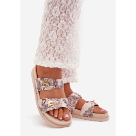 Boto Vzorované žabky žen na platformě Beige Sorina béžový 1