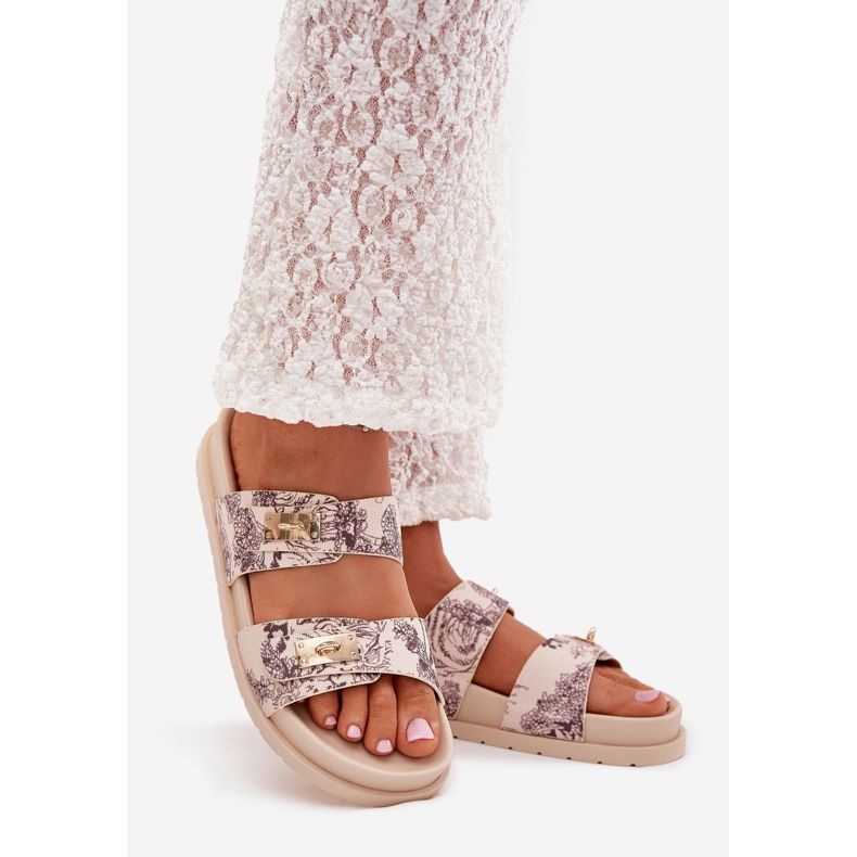 Boto Vzorované žabky žen na platformě Beige Sorina béžový 1