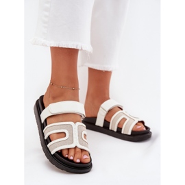 Boto Dámské žabky na plošině s suchým zipem bílý 2