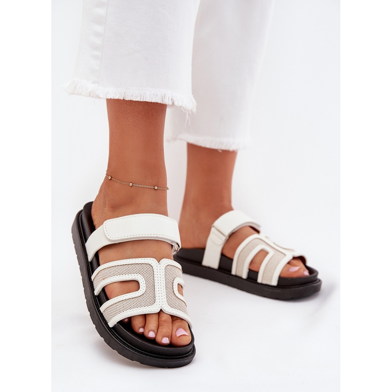 Boto Dámské žabky na plošině s suchým zipem bílý 2 Boto Dámské žabky na plošině s suchým zipem bílý 2