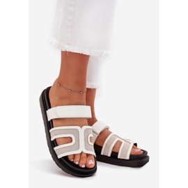 Boto Dámské žabky na plošině s suchým zipem bílý 1