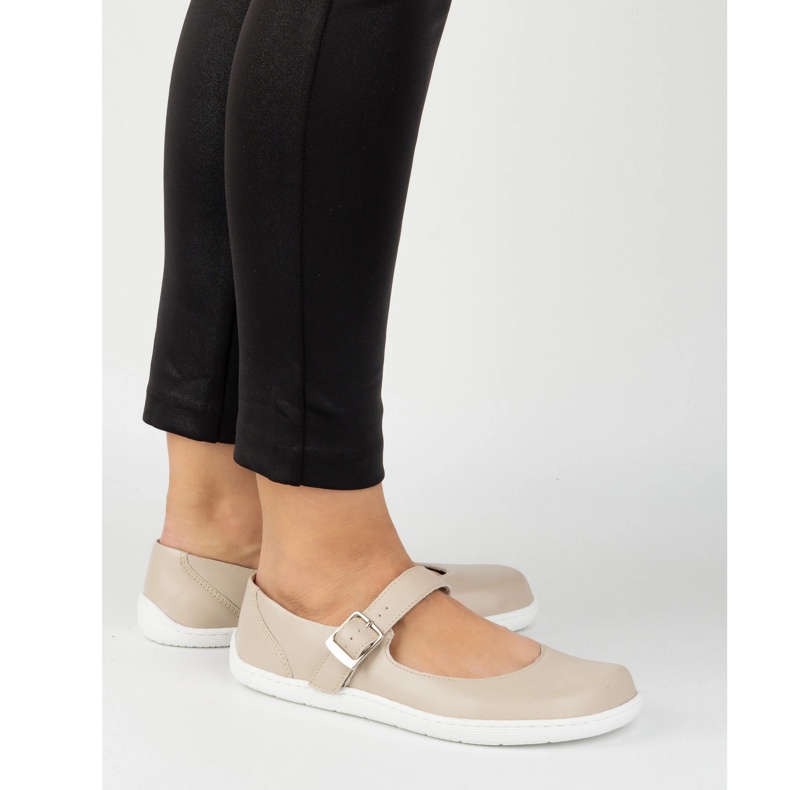 Ballerinas Olivier 1770pol kožená obuv s béžovou sponou béžový 2