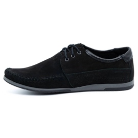 KOMODO Pánské kožené boty Moccasin 875 Black Nubuk černý 1