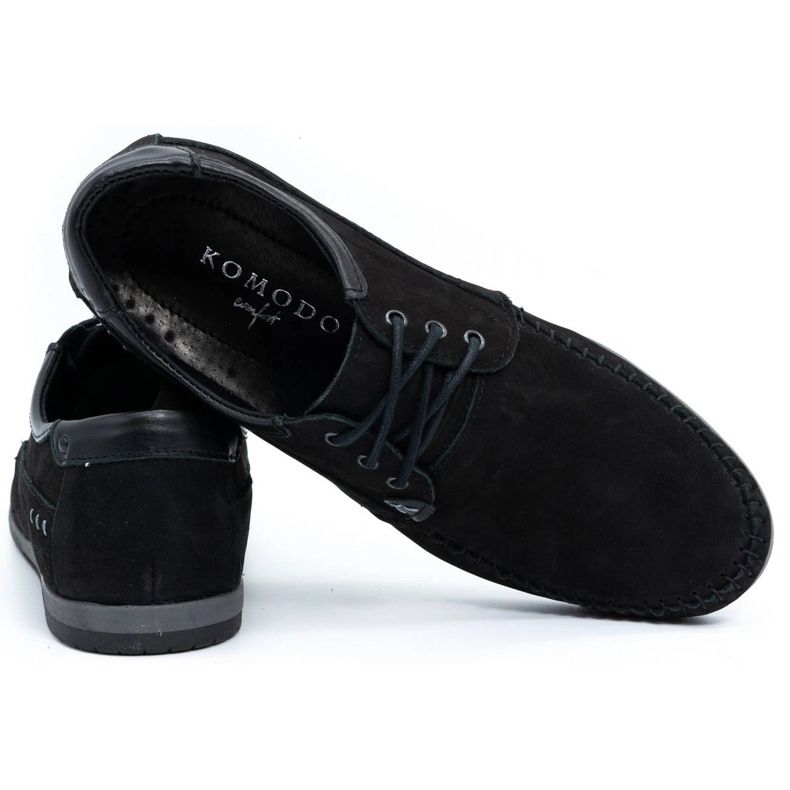 KOMODO Pánské kožené boty Moccasin 875 Black Nubuk černý 2