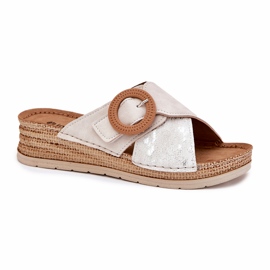 Dámské klíny s dekorativním inblu RV000012 Upínací svorkou béžový 3