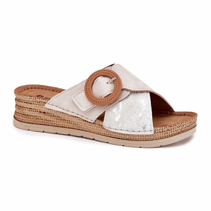 Dámské klíny s dekorativním inblu RV000012 Upínací svorkou béžový 3