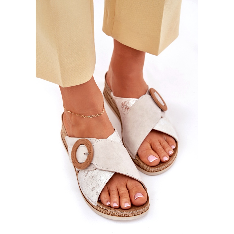 Dámské klíny s dekorativním inblu RV000012 Upínací svorkou béžový 4