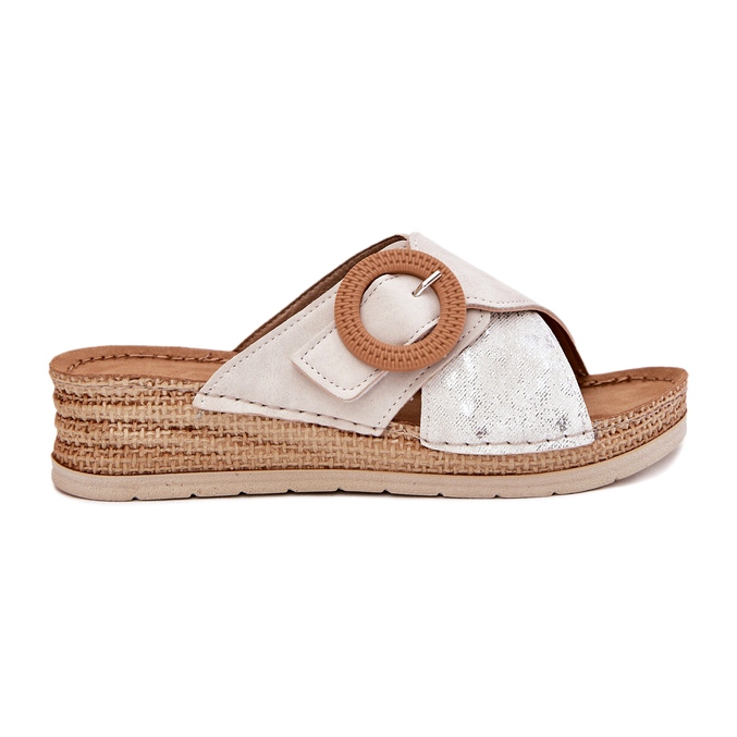 Dámské klíny s dekorativním inblu RV000012 Upínací svorkou béžový 5