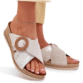 Dámské klíny s dekorativním inblu RV000012 Upínací svorkou béžový 6