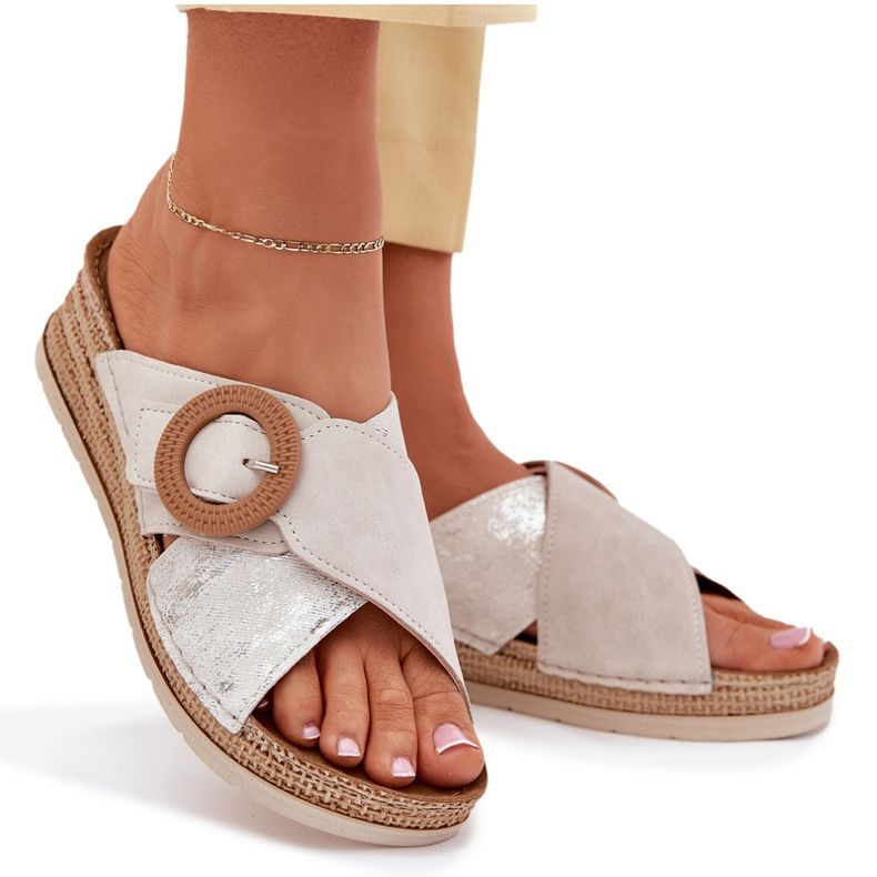 Dámské klíny s dekorativním inblu RV000012 Upínací svorkou béžový 6