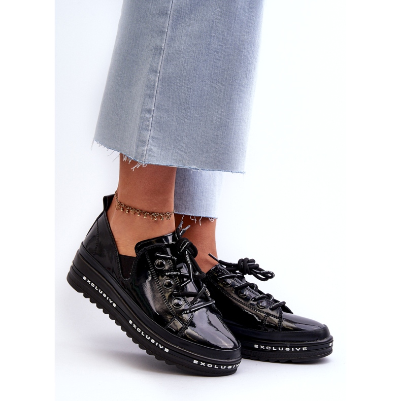 S.Barski Krajka -Up dámské boty na platformě přírodní kůže S. Barski LR620 Black černá 2