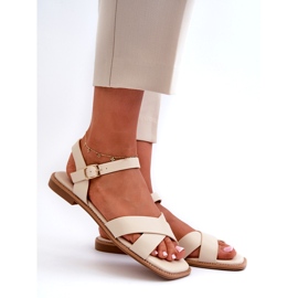 S.Barski Ploché dámské sandály s Eco-koženým S. Barski KV27-003 BEIGE béžový 1 S.Barski Ploché dámské sandály s Eco-koženým S. Barski KV27-003 BEIGE béžový 1