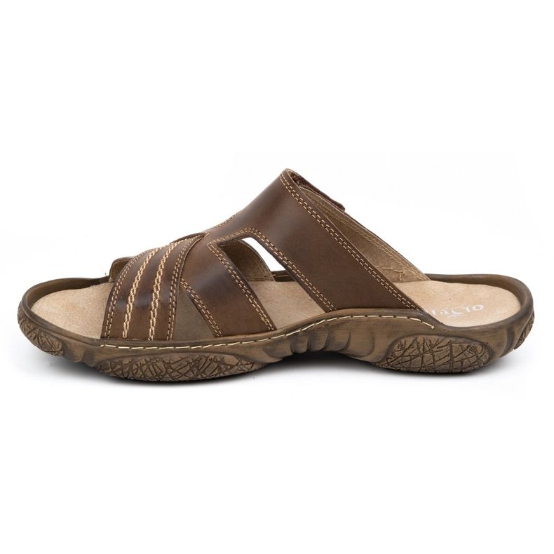 Olivier Pánské kožené pantofle 680 mA tmavě hnědé hnědý 2