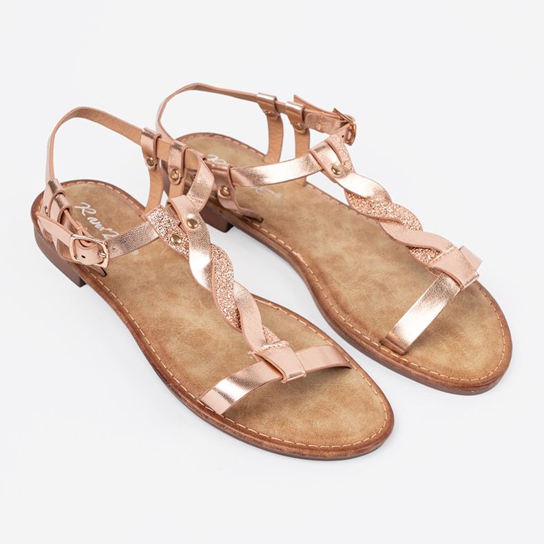 Shelvt Sandály s lesklým růžovým pásem 2