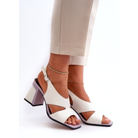 S.Barski Dámské sandály na vysokém podpatku bílé D&amp;A MR38-153 bílý 3