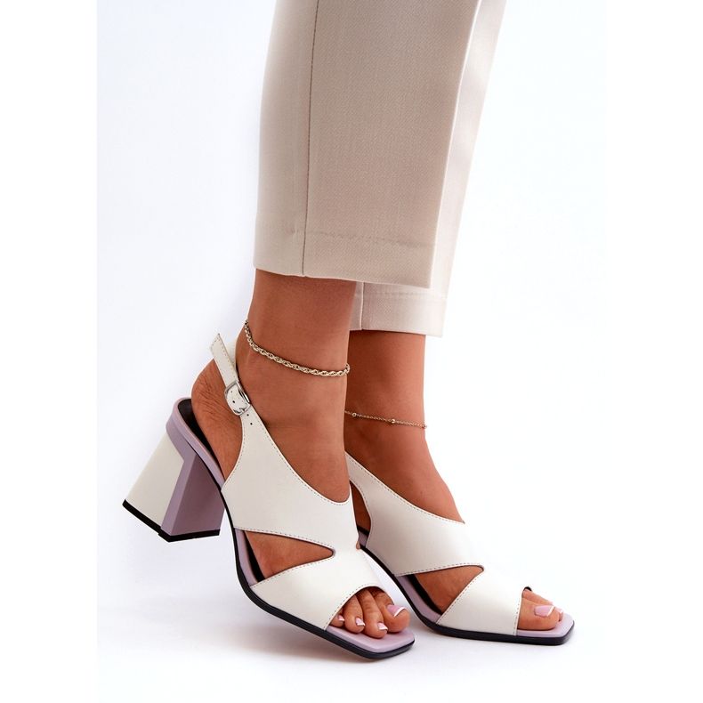 S.Barski Dámské sandály na vysokém podpatku bílé D&amp;A MR38-153 bílý 3