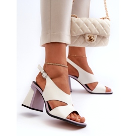 S.Barski Dámské sandály na vysokém podpatku bílé D&amp;A MR38-153 bílý 4