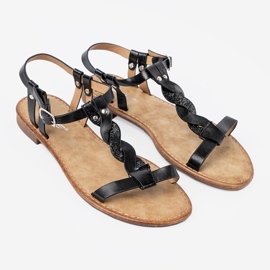 Shelvt Příležitostné sandály s dekorativním copem černá 2