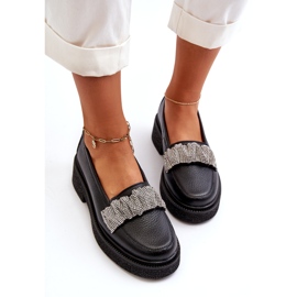 Zazoo 3419 Dámské kožené mokamaty s dekorativním černým popruhem černá 2 Zazoo 3419 Dámské kožené mokamaty s dekorativním černým popruhem černá 2