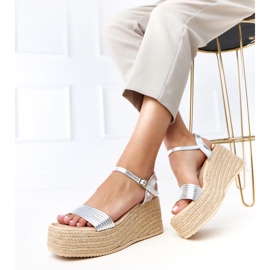 Silver Espadrilles sandály na platformě Solora stříbrný 2
