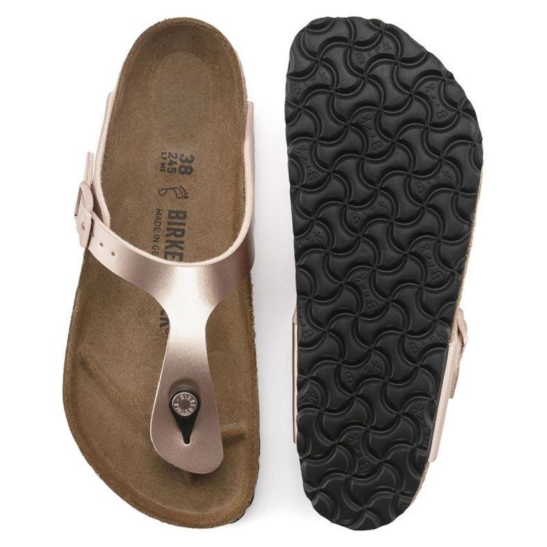 Dámské flip -flops Birkenstock Gizeh BS 1023925 Zlatá růžová kovová zlatý 2