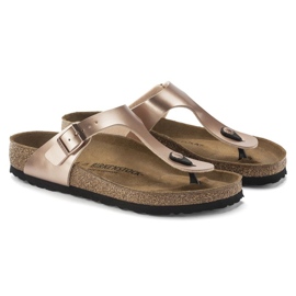 Dámské flip -flops Birkenstock Gizeh BS 1023925 Zlatá růžová kovová zlatý 4