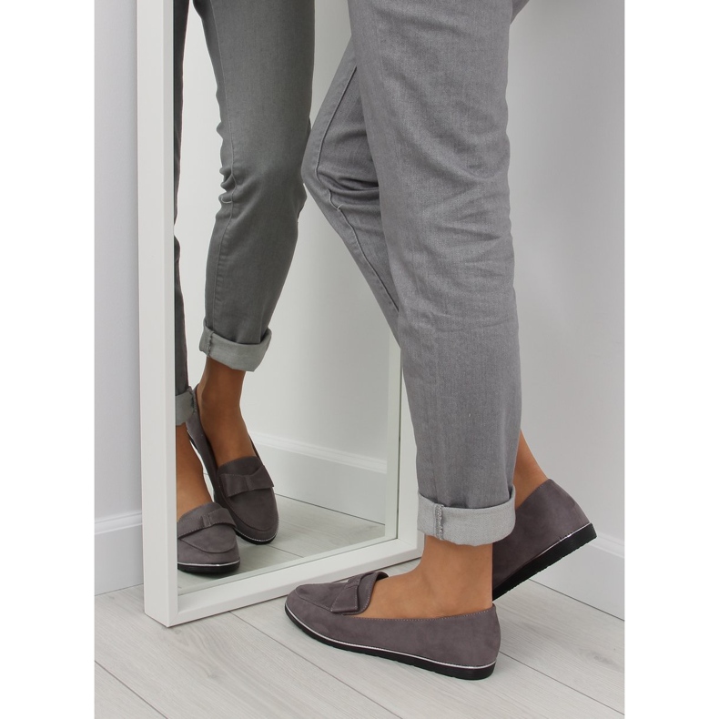 Šedé mokasíny pro ženy 127-2 šedé šedá 1 Šedé mokasíny pro ženy 127-2 šedé šedá 1