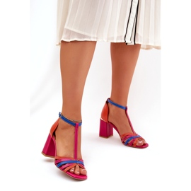 Dámské kožené sandály na Laura Messi 2879 Multicolor Post růžový 2 Dámské kožené sandály na Laura Messi 2879 Multicolor Post růžový 2