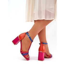 Dámské kožené sandály na Laura Messi 2879 Multicolor Post růžový 4