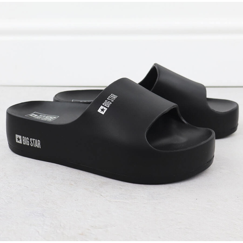 Dámské žabky na platformě Black Big Star SS274721 Platform černý 2