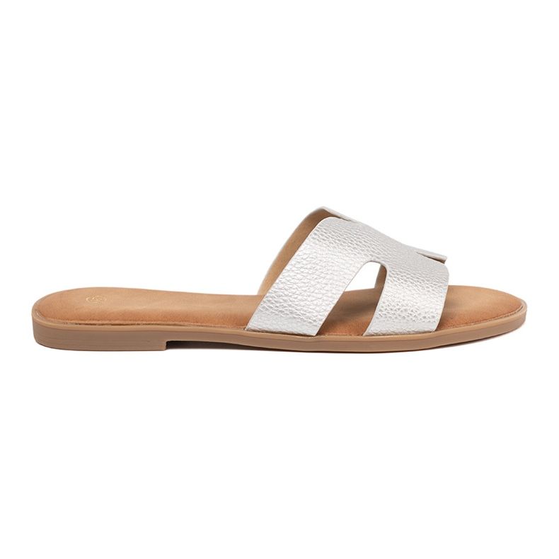 Shelvt Silver Dámské pantofle s výřezy stříbrný 2