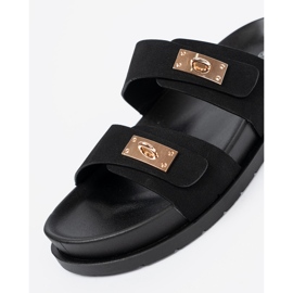 Shelvt Pantofle na platformě se zlatými detaily černá 1