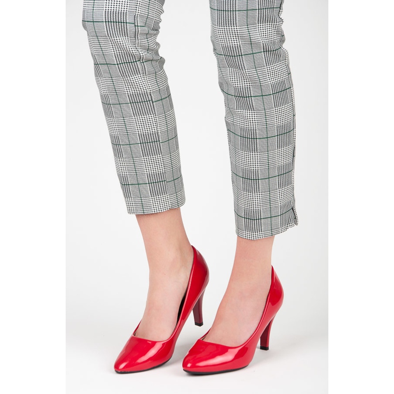 Patentované boty na podpatku červené 1