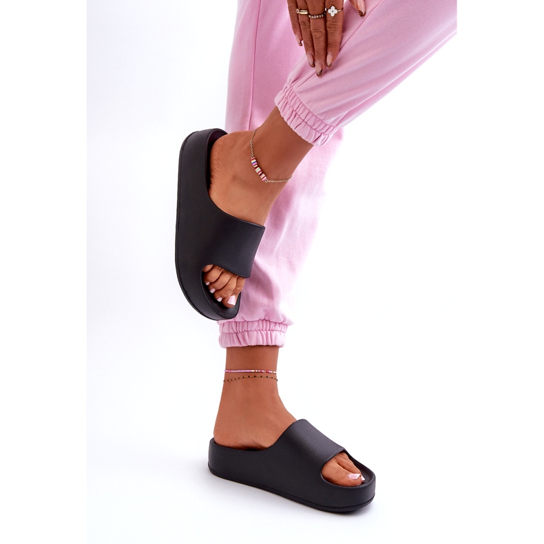 Dámské žabky na platformě Černá pěna černý 3