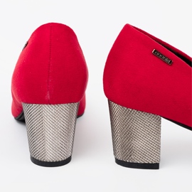 Goodin Červená dámská čerpadla na stříbrném sloupku červené 2