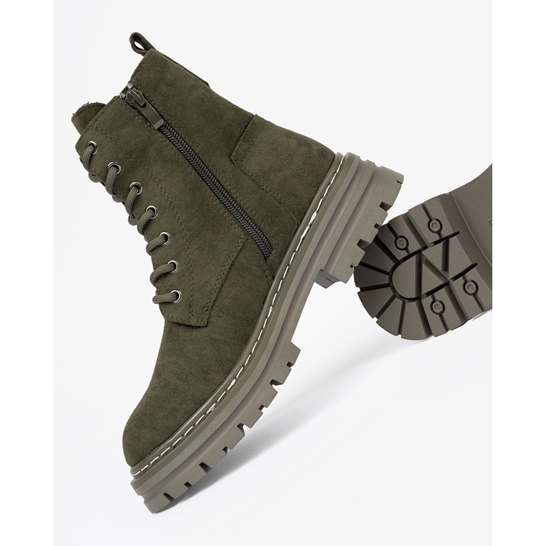 Tmavě zelené ženské boty se semišovým povrchem Sergio Leone 1