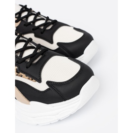 Shelvt Black a béžové ženské tenisky na husté podrážce černá 1