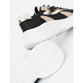 Shelvt Black a béžové ženské tenisky na husté podrážce černá 2