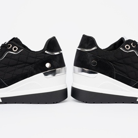 Shelvt Černé dámské tenisky na klínku černá 2