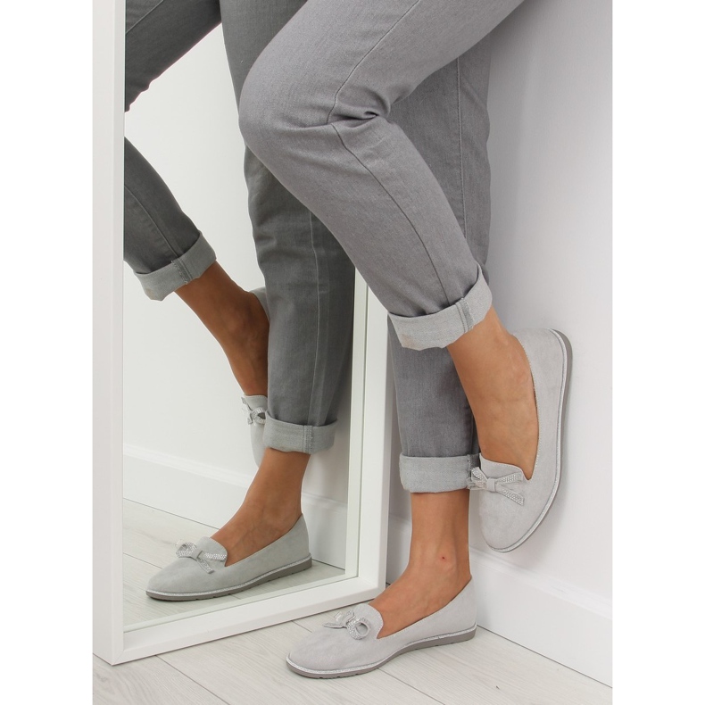 Šedé Dámské mokasíny JN-182 šedé šedá 1