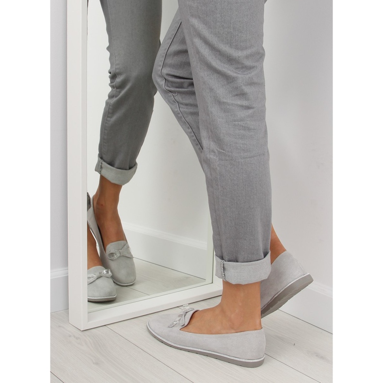 Šedé Dámské mokasíny JN-182 šedé šedá 2