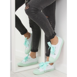 DC11 WHITE / GREEN bílé a mátové tenisky se stuhami bílý zelený 1