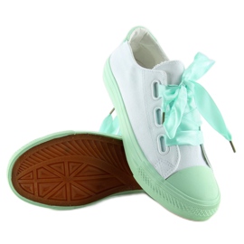DC11 WHITE / GREEN bílé a mátové tenisky se stuhami bílý zelený 2